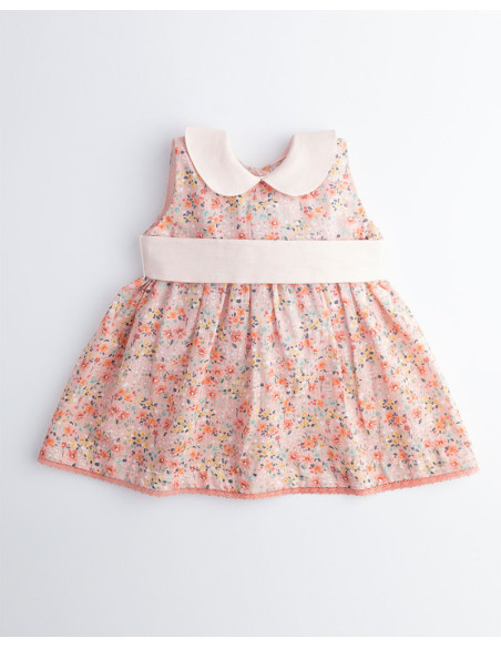 vestido niña florecitas coral