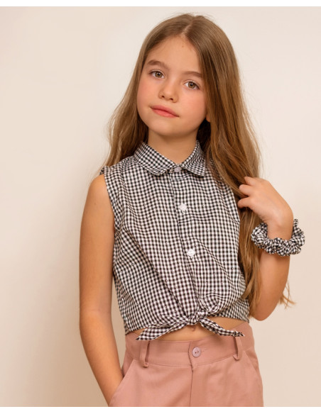 Blusa Amapola - Vichy Diamente Negro | Belán Moda Infantil