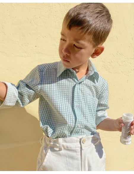 Camisa de Niño Louis - Vichy Aqua