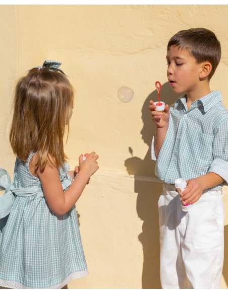 Camisa de Niño Louis - Vichy Aqua