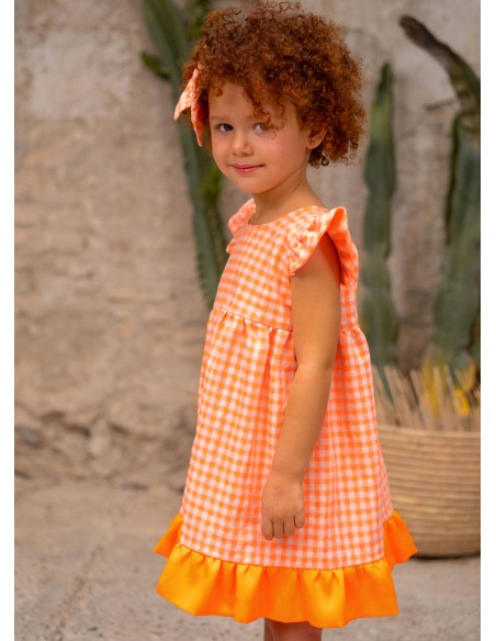 Vestidos bebé Niña Fresa - Fluor Seersucker Vichy