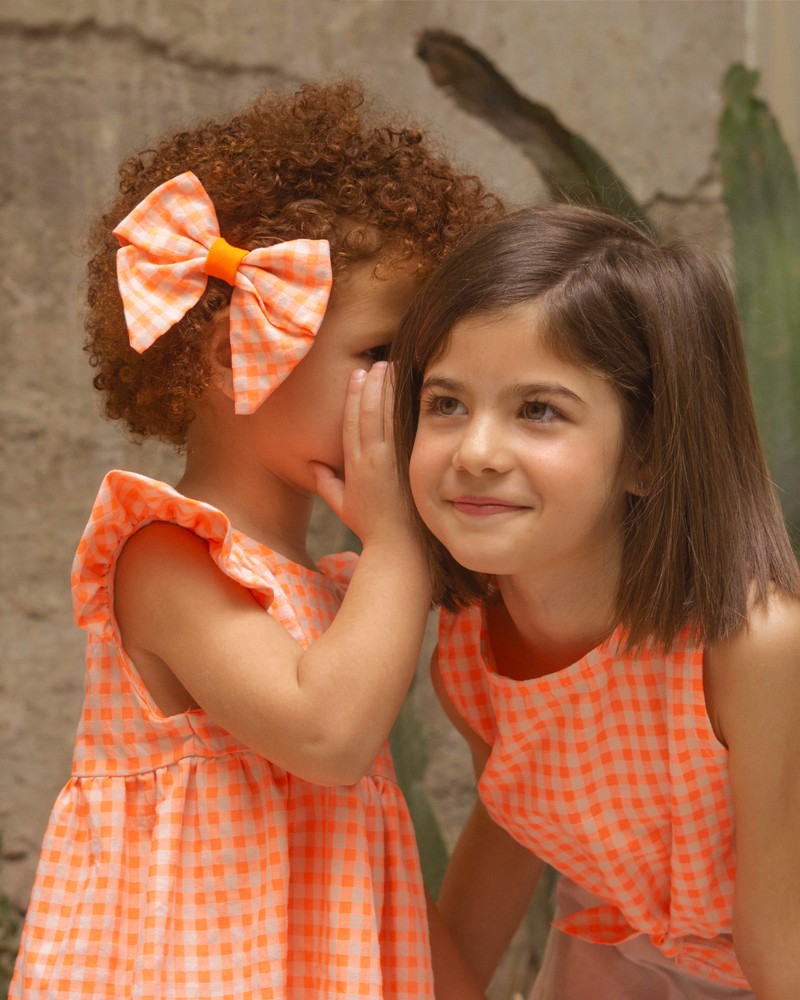 Vestidos bebé Niña Fresa - Fluor Seersucker Vichy