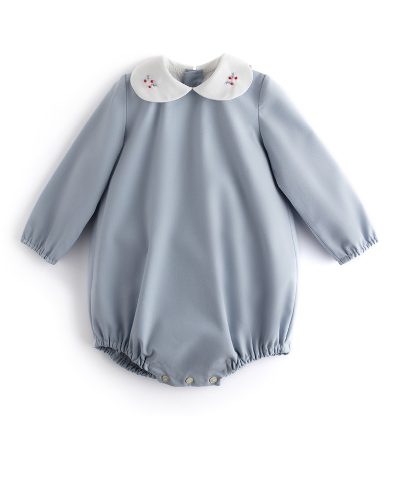 Ranita azul cuello bordado