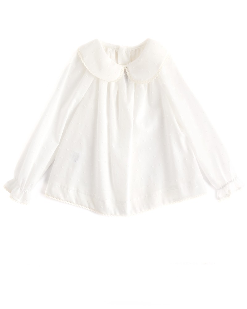 Blusa cuello puntilla plumetti (blanco)