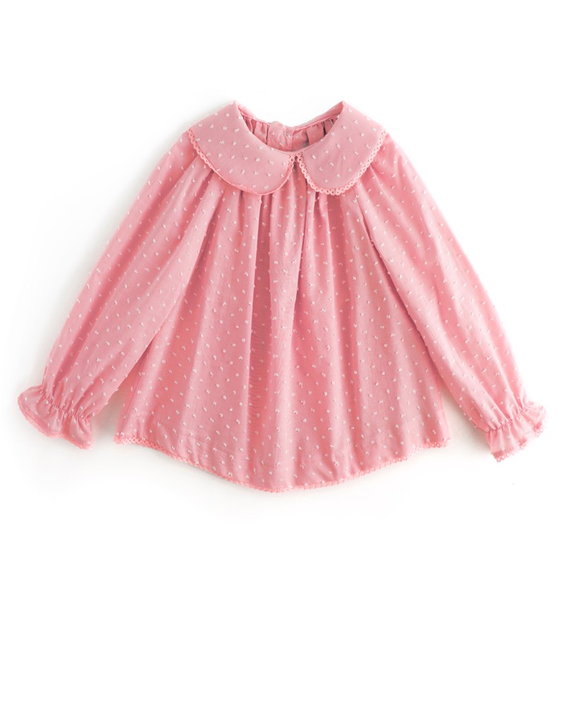 Blusa cuello puntilla plumetti (rosa)