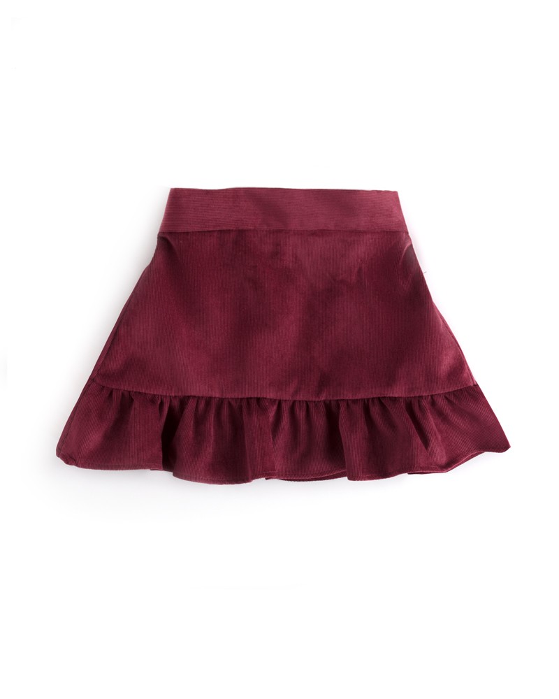 Falda niña pana granate