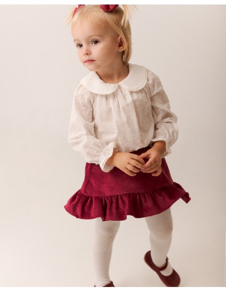 Blusa cuello puntilla plumetti (blanco)